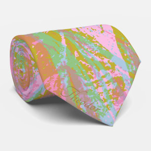 Abstraktes Gold Butterfly Pink Violet Muster Krawatte