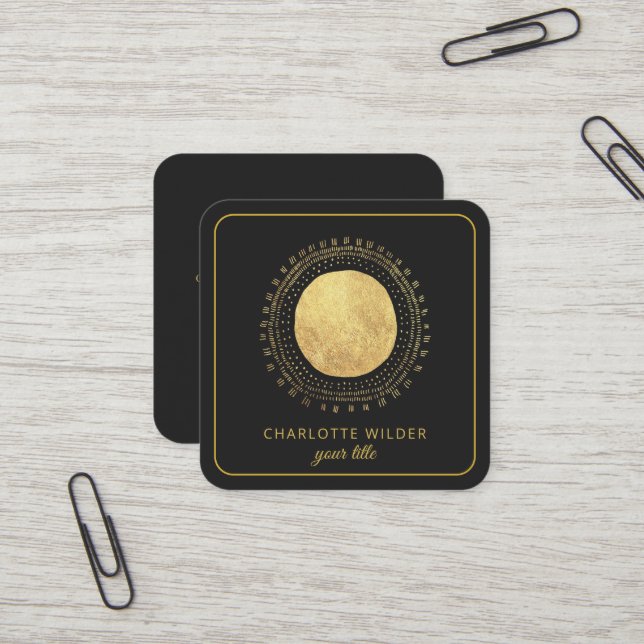 Abstraktes Gold Foil Circle Square Quadratische Visitenkarte (Vorderseite/Rückseite Beispiel)
