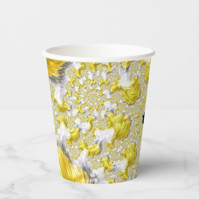 Abstraktes Gold-Fraktal Pappbecher (Vorderseite)