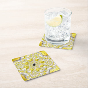 Abstraktes Gold-Fraktal Rechteckiger Pappuntersetzer