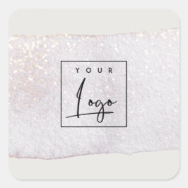 Abstraktes Gold Lilac Brush Stoß Wasserfarblogos Quadratischer Aufkleber