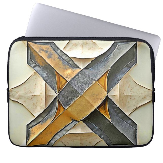 Abstraktes Gold-Metall-Design Laptopschutzhülle (Vorderseite)