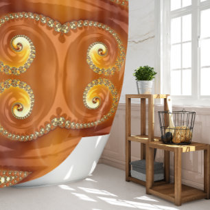 Abstraktes Gold Orange Gradient Spiral Fraktal Duschvorhang