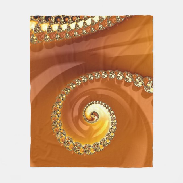 Abstraktes Gold Orange Gradient Spiral Fraktal Fleecedecke (Vorderseite)