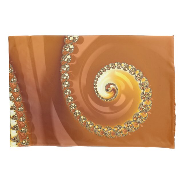 Abstraktes Gold Orange Gradient Spiral Fraktal Kissenbezug (Vorderseite)