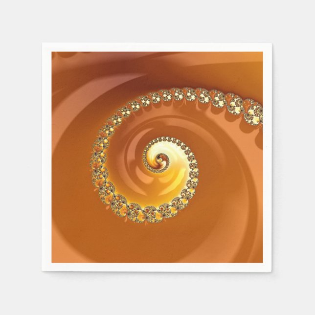 Abstraktes Gold Orange Gradient Spiral Fraktal Serviette (Vorderseite)