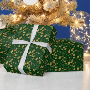 Abstraktes Gold-Stechpalme Geschenkpapier