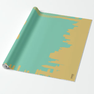 Abstraktes Gold Tusquoise Gebäude Geschenkpapier
