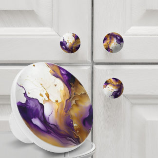 Abstraktes Gold und Amethyst  Keramikknauf