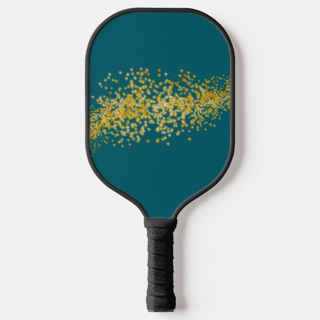 Abstraktes Gold und Aquamarin Pickleball Schläger (Vorderseite)