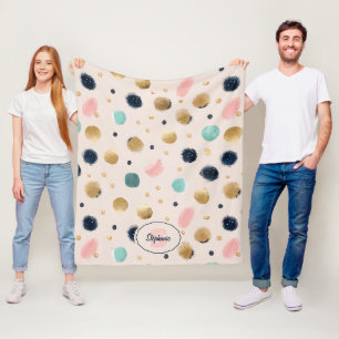 Abstraktes Gold und farbenfrohe Pinselstriche Fleecedecke