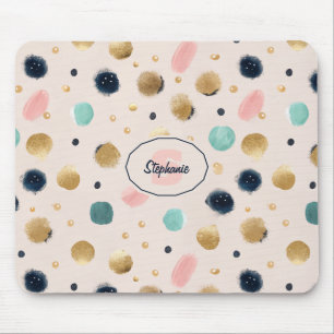 Abstraktes Gold und farbenfrohe Pinselstriche Mousepad