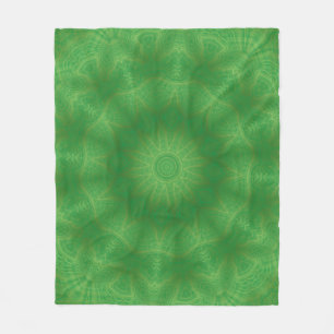 Abstraktes Gold und grünes Kaleidoskop Fleecedecke