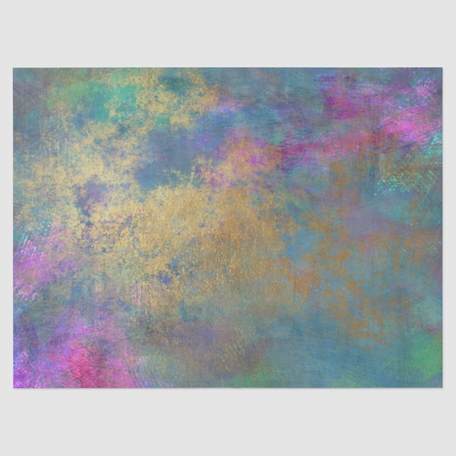Abstraktes Gold und Rosa im blauen Dekor Seidenpapier (Vorderseite)