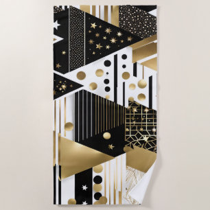 abstraktes Gold und schwarze Dreiecke Strandhandtu Strandtuch