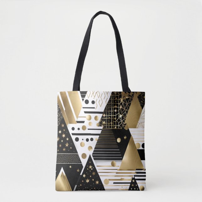 abstraktes Gold und schwarze Dreiecke Tasche (Vorderseite)