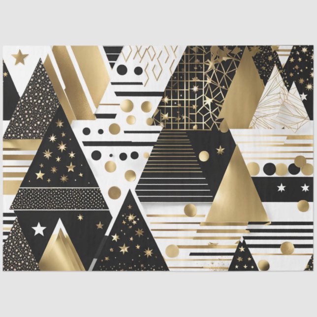 abstraktes Gold- und Schwarzweißpapier Seidenpapier (Vorderseite)