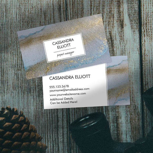 Abstraktes Gold und subtile blaue Alkohol Tinte Fl Visitenkarte (Von Creator hochgeladen)