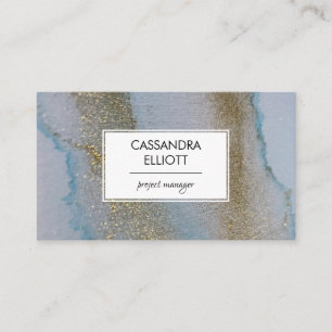Abstraktes Gold und subtile blaue Alkohol Tinte Fl Visitenkarte