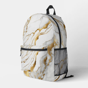 Abstraktes Gold und weißes Marmor Bedruckter Rucksack