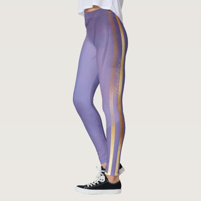 Abstraktes Gold Violett Leggings (Links)