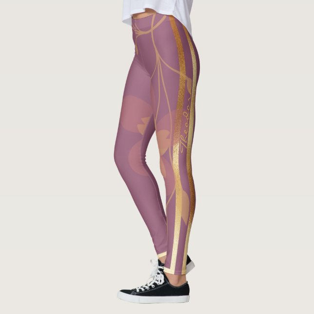 Abstraktes Gold Violett Leggings (Links)