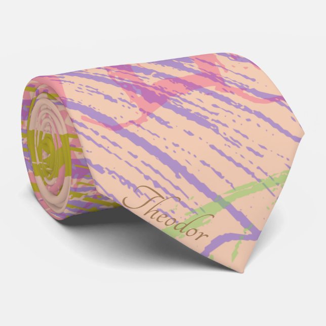 Abstraktes Goldbarren-Rosa-Violett Krawatte (Gerollt)