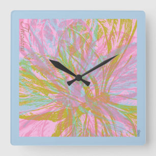 Abstraktes Goldbarren-Rosa-Violett Quadratische Wanduhr