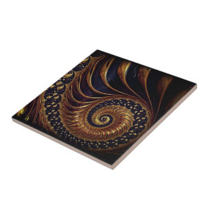 Abstraktes Golden Black Fraktal Keramik Tile Fliese