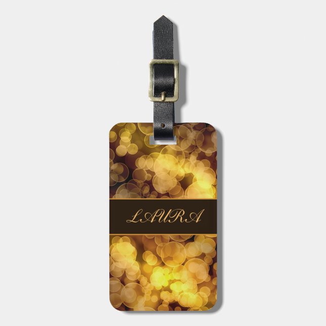 Abstraktes goldenes Bokeh Gepäckanhänger (Vorderseite vertikal)