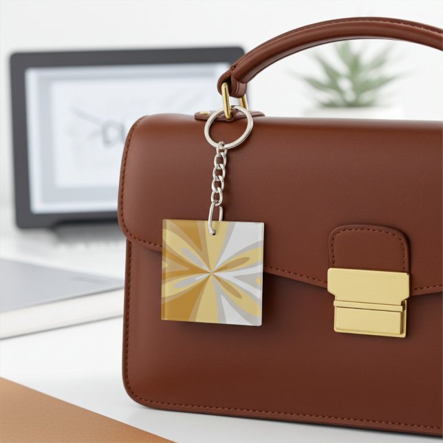 Abstraktes Goldenes Gelb, Grausilber Schlüsselanhänger (Von Creator hochgeladen)