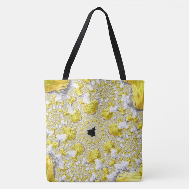 Abstraktes Goldenes Gelbes Symmetrisches Fraktal Tasche (Vorderseite)