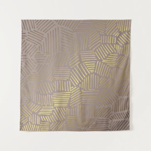 Abstraktes goldenes Linienmuster Wandteppich