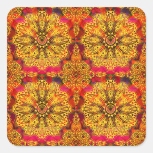 Abstraktes goldenes Mandala Quadratischer Aufkleber