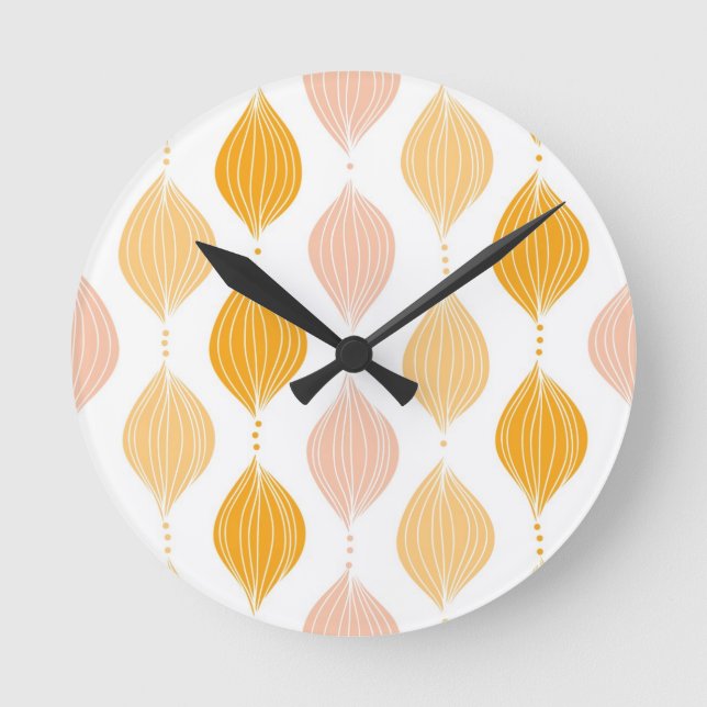 Abstraktes goldenes Ogemuster Runde Wanduhr (Vorderseite)