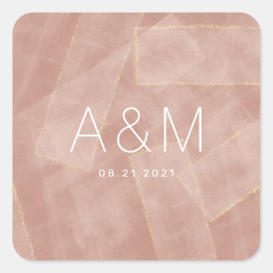 abstraktes Goldmonogramm Quadratischer Aufkleber