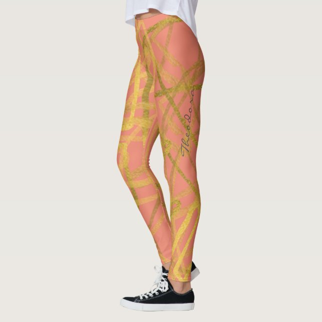 Abstraktes Goldrosa Leggings (Links)