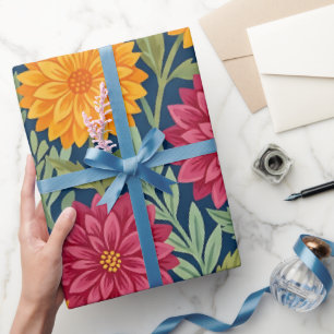 Abstraktes Gouache-Dahlien-Schmetterling-Wrap-Papi Geschenkpapier