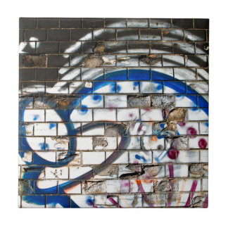 Abstraktes Graffiti-Ziegelstein-Wand-Blau, Rot und Fliese