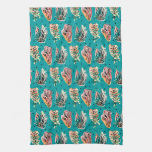 Abstraktes grafisches Kaktussucculent-Muster Handtuch