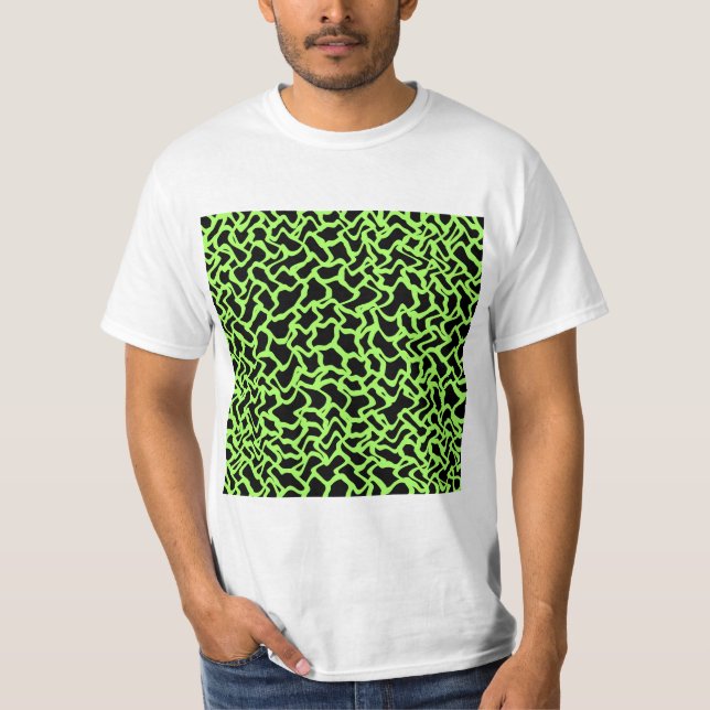 Abstraktes grafisches Muster-Schwarzes und Limones T-Shirt (Vorderseite)