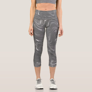 Abstraktes graues Marmormuster Capri Leggings
