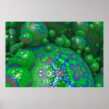 Abstraktes Green Spheres Balls Artwork Wall Poster