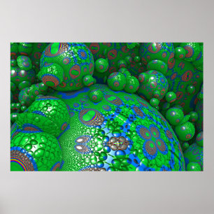 Abstraktes Green Spheres Balls Artwork Wall Poster