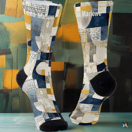 Abstraktes Grid- und Circle Pattern Socken
