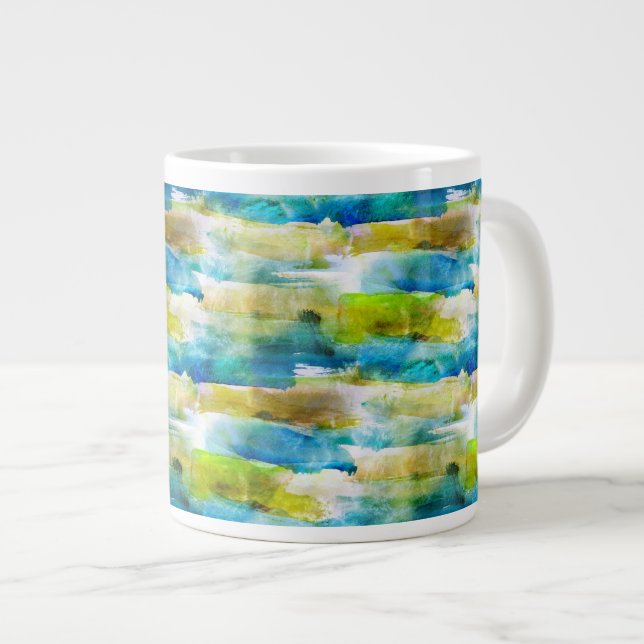 abstraktes Grün, blau Jumbo-Tasse (Vorderseite Rechts)