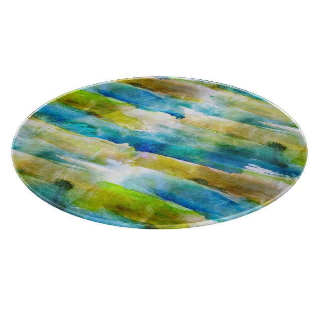 Abstraktes Grün des Watercolor, blau Schneidebrett (Ecke)