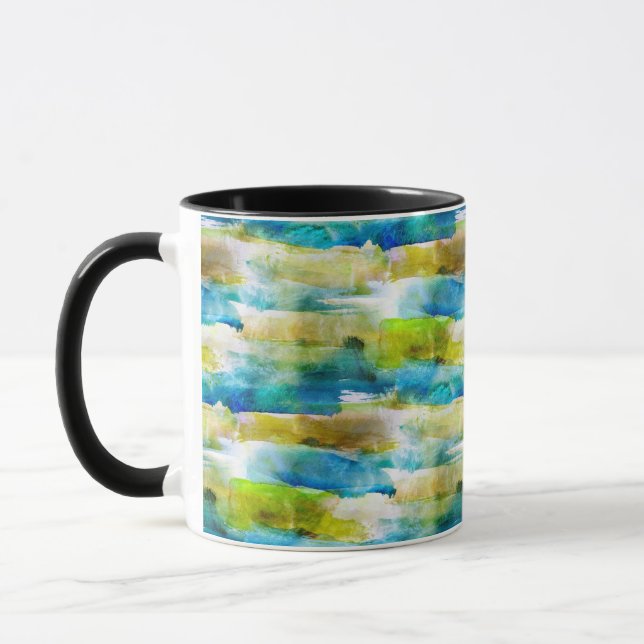 Abstraktes Grün des Watercolor, blau Tasse (Links)