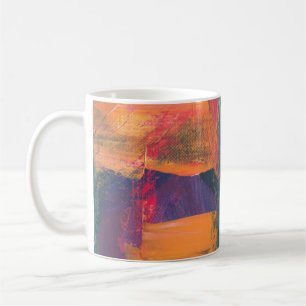 Abstraktes grün, gelb und rot kaffeetasse