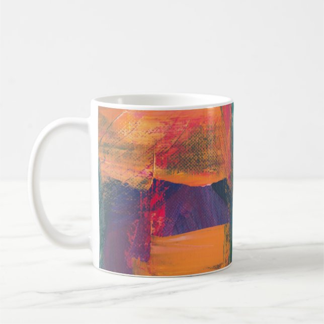 Abstraktes grün, gelb und rot kaffeetasse (Links)